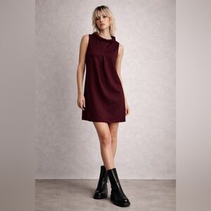 La Fée Maraboutée Burgundy Shift Dress,Soft Rolled-Neck Italy Minimalist Size 4